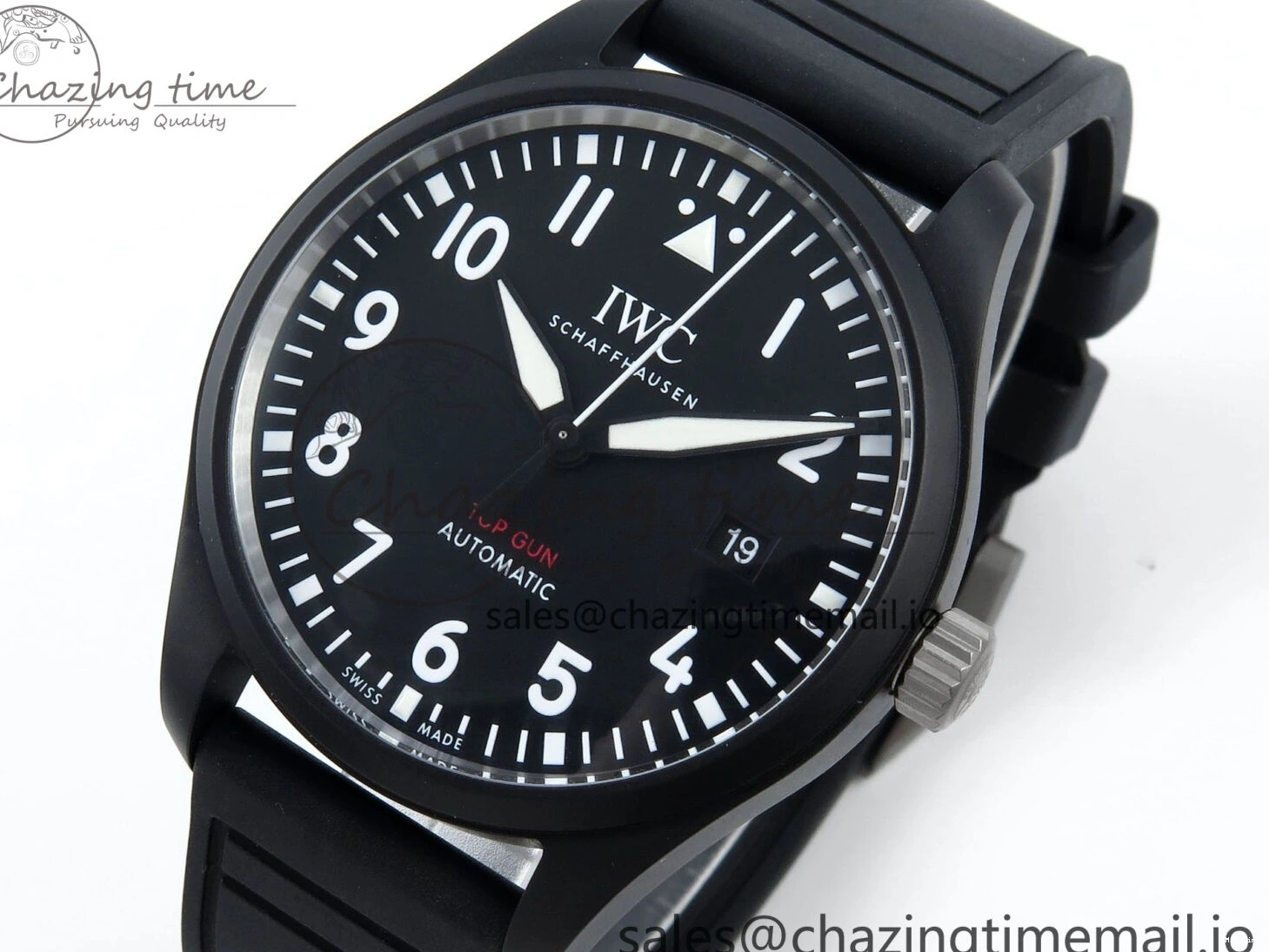 MIROTIME 0219 Pilot Top Gun IW326901 M+F 1:1 Best Edition Black Dial on Black Rubber Strap A SportInspired 6999